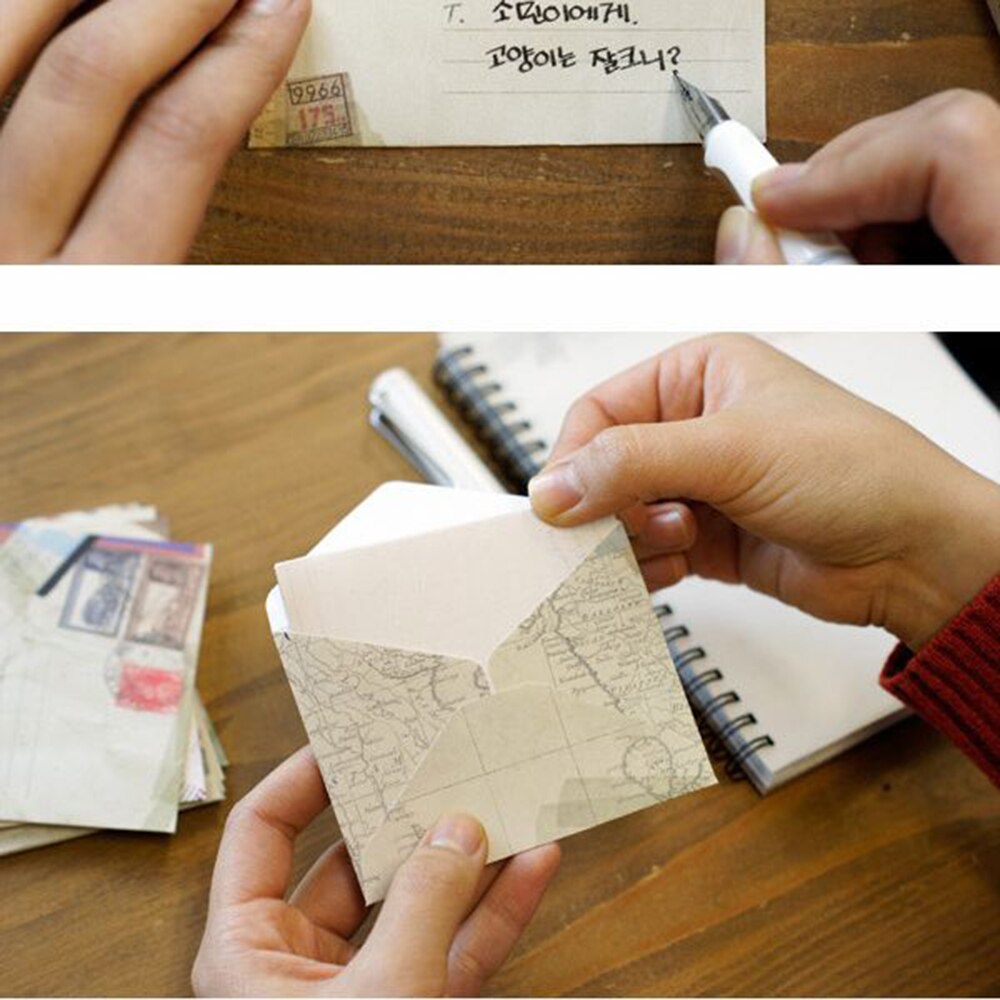 24 Pcs Mini Vintage Envelop Kleine Verse Kantoorbenodigdheden Student Envelop Verschillende Patronen Papier Envelop