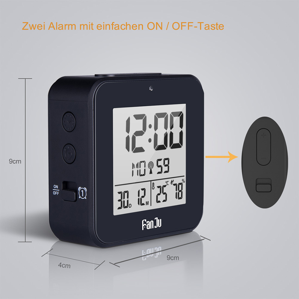 Digital Alarm Clock LED DCF Radio Dual Alarm Automatic Backlight Electronic Temperature Humidity Table Time Office