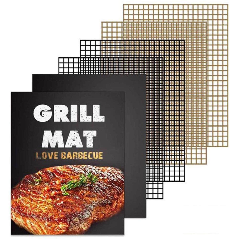 Bbq grillmåtte 100%  non-stick barbeque grill mesh måtter kraftige genanvendelige let at rengøre fungerer på elektrisk gasgrill kul