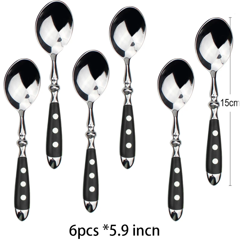 Cubiertos clásicos y elegantes de acero inoxidable, juego de 4/6/8 piezas, cuchillo deportivo de , cuchillo para carne con horquilla completa, juego de cubiertos creativos: Blanco