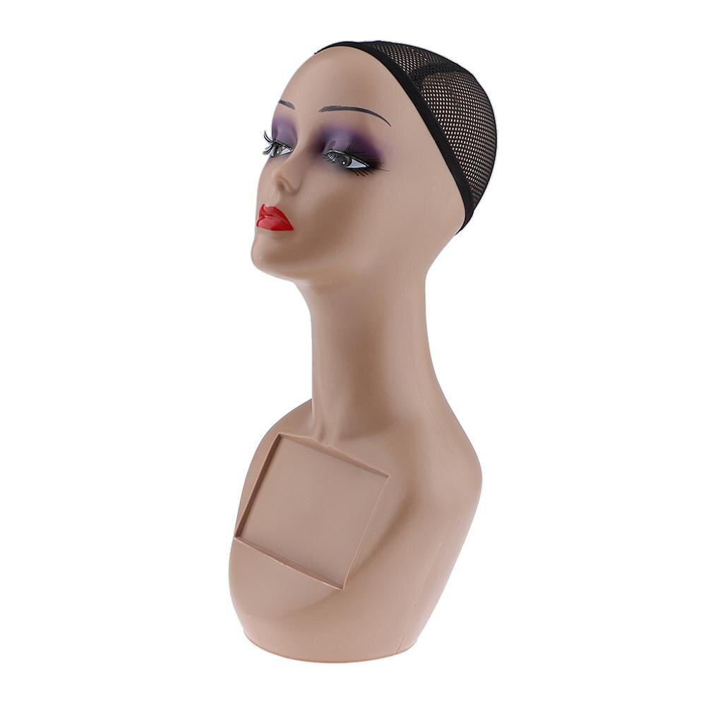 Cabeza de Maniquí de cosmetología femenina, cabeza de muñeca de entrenamiento de peluquería con cuello largo, pelucas y Dispay ideal para hacer, 1 unidad