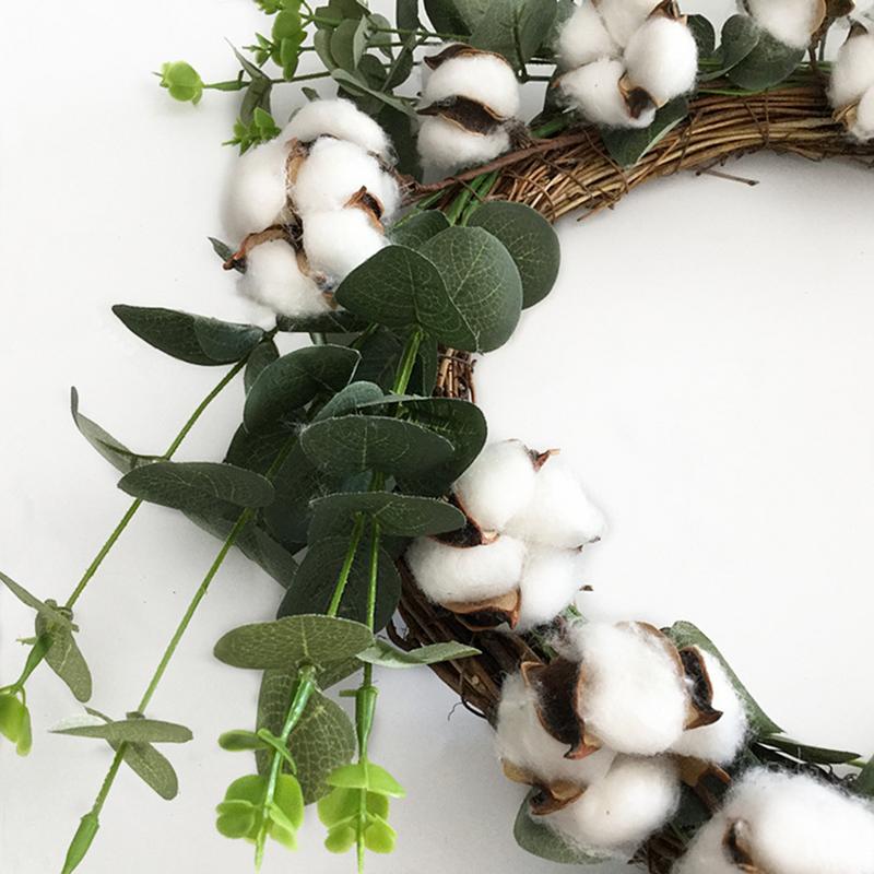 TOPATY 26 cm Simulatie Droge Katoenen Krans Deur Ring Kerst Decoratie Garland voor Thuis Deur Party Decoratie