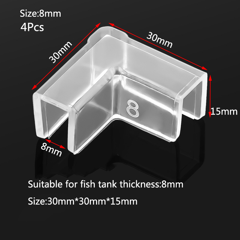 4 pezzi 5/6/8/10/12/15mm trasparente anti-collisione protezione angolare per acquario adesivo copertura protettiva gratuita accessori per acquari: Rosso