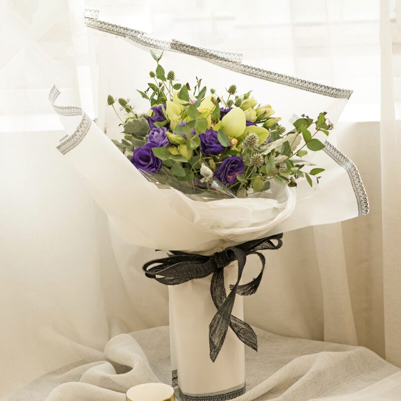 20 Pcs Waterdichte Bloemen Inpakpapier Lace Border Plastic Wrapping Film Bloemist Levert Koreaanse Boeket Bloem Papier