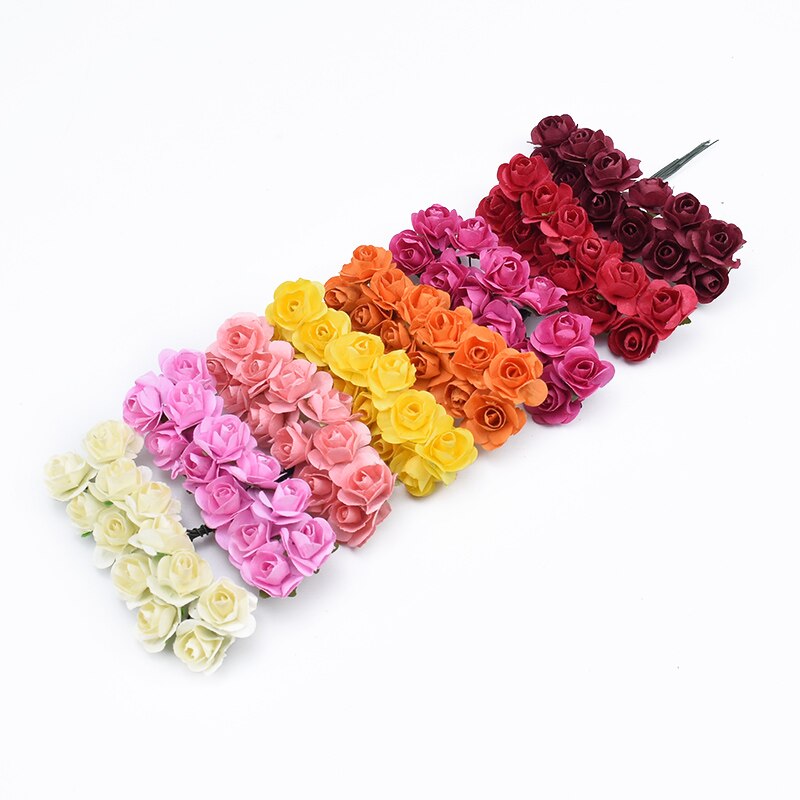 72 stykker mini papir blomster gør-det-selv slik æske bryllup brude tilbehør clearance julekrans billige kunstige blomster