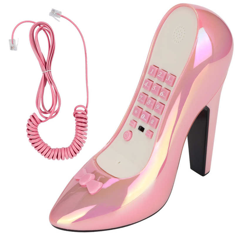 WX-3122 # Multi-Functionele Hoge Hakken Schoen Vorm Telefoon Desktop Snoer Vaste Telefoon Thuis Kantoor Decoratie