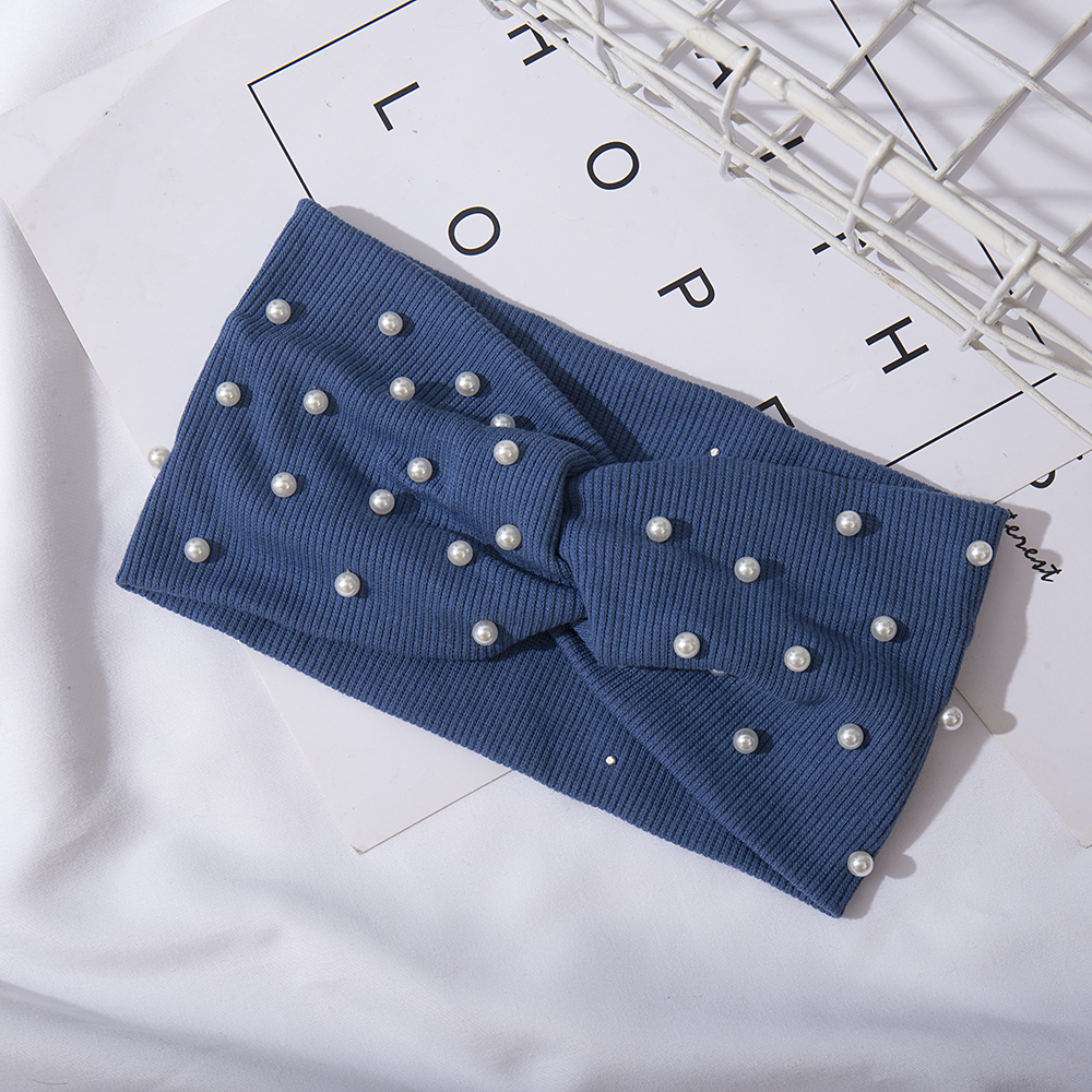 Bandeaux élastiques avec nœud pour femmes, bandeaux avec perles, turban, bandana, coiffure chaude, accessoires pour cheveux, sauna, automne, hiver: Rose