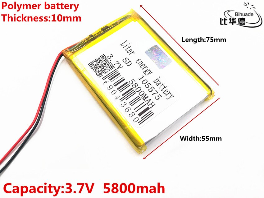 3.7 V 5800 mAh 105575 Lithium Polymeer Li-Po li ion Oplaadbare Batterij Lipo cellen Voor Bluetooth Luidspreker GPS notebook interphone