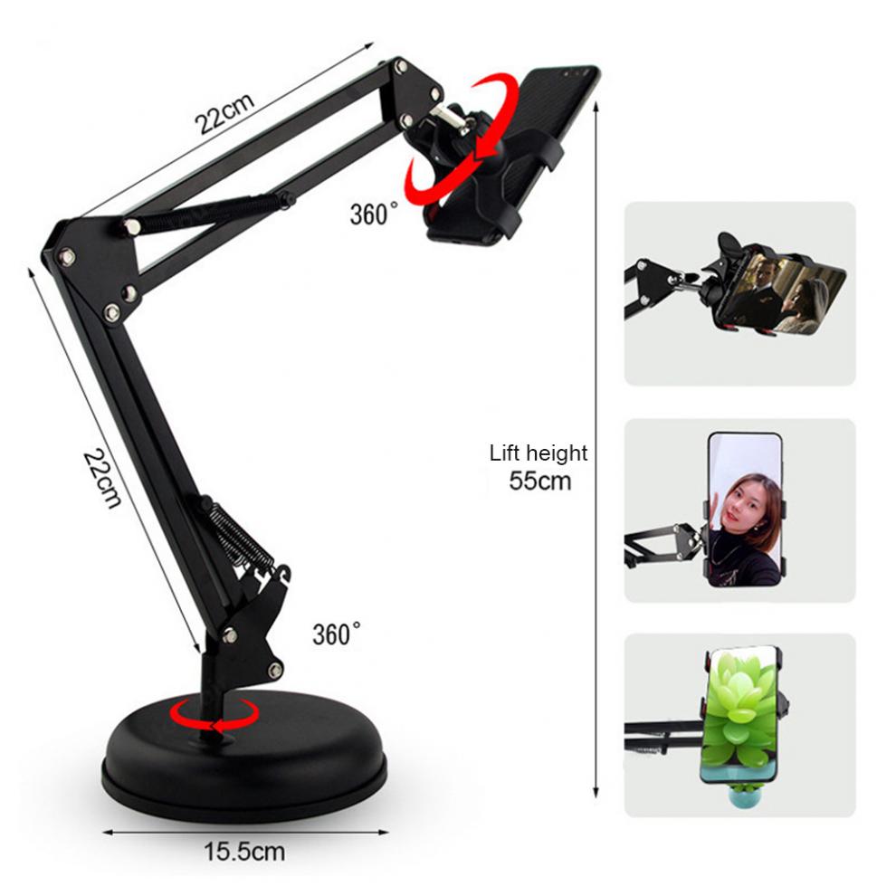 Support de téléphone portable à bras flexibles rotatifs à 360 °, Clips de serrage pour téléphone portable, Support métallique pour Smartphone et bureau