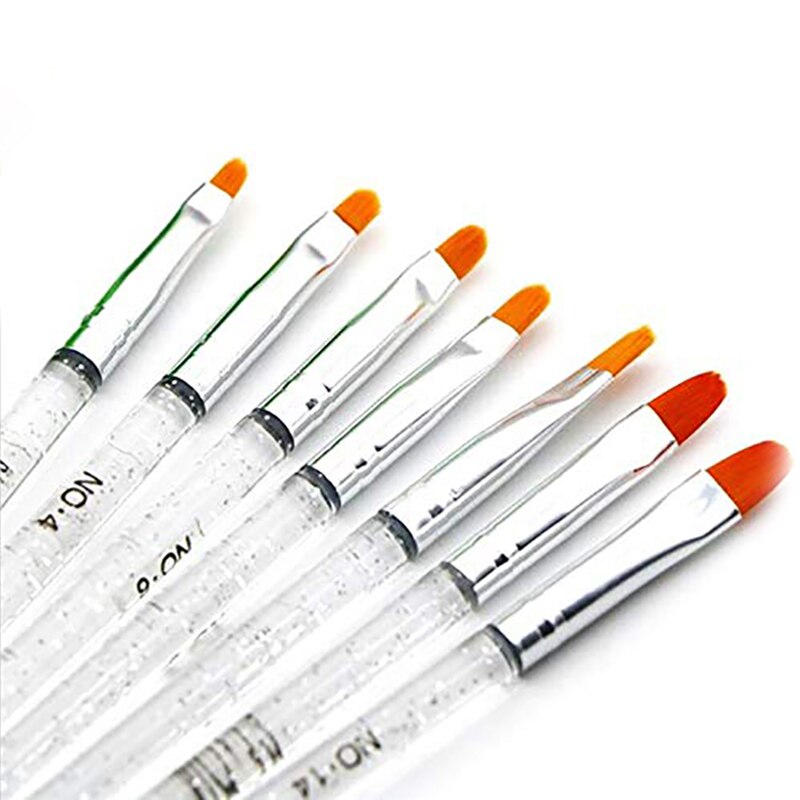 7Pcs Professionele Nali Borstels Voor Nail Art Schilderen Manicure Uv Gel Brush Pen Transparant Acryl Tekening Borstel Gereedschap