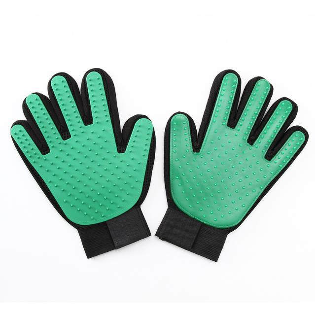Kat Grooming Deshedding Borstel Handschoen Hond Zachte Efficiënte Back Massage Vacht Wassen Baden Kam hond Borstel: GREEN-1 pair