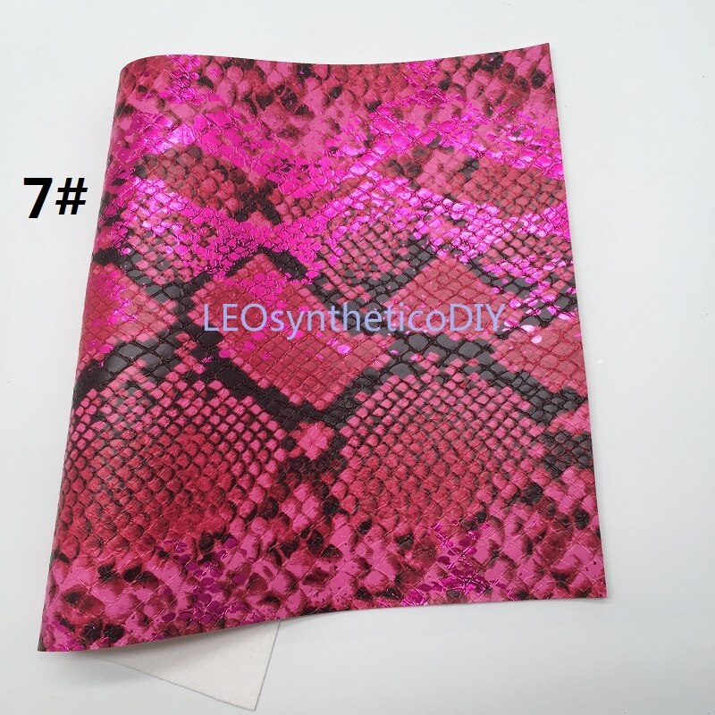 Tela metálica de piel sintética de serpiente, hojas de cuero sintético, para hacer lazos, R2033A, 21x29cm, 1 unidad