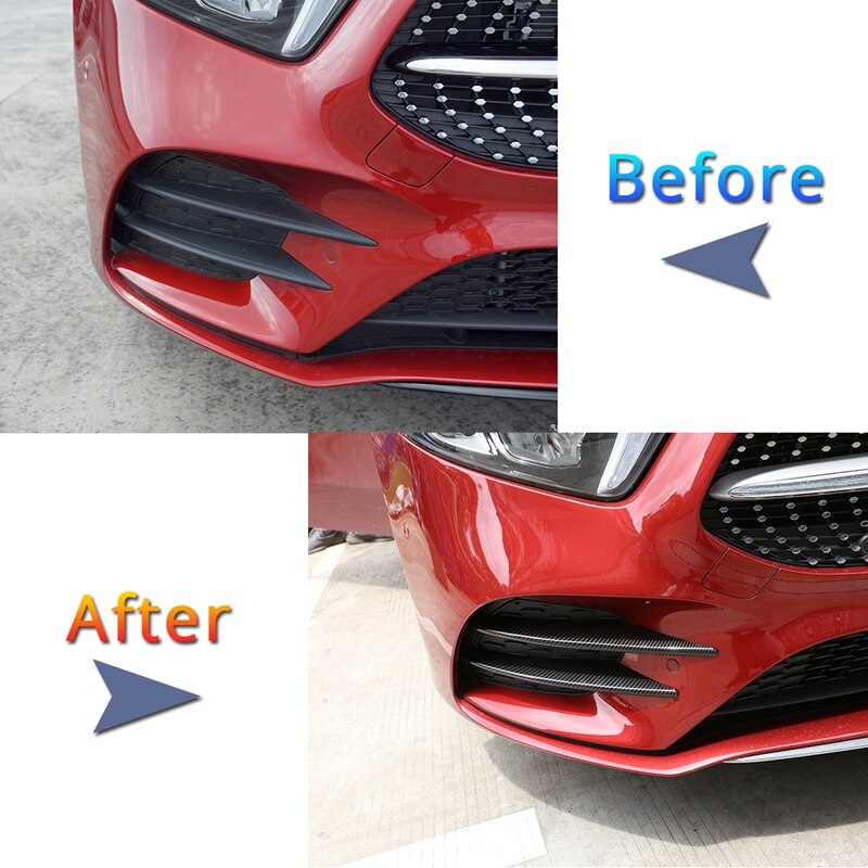 for Mercedes Benz A Cl W177 A180 A200 Carbon Fiber ABS Front Fog Light Grille Bumper Trim Decorative Cover