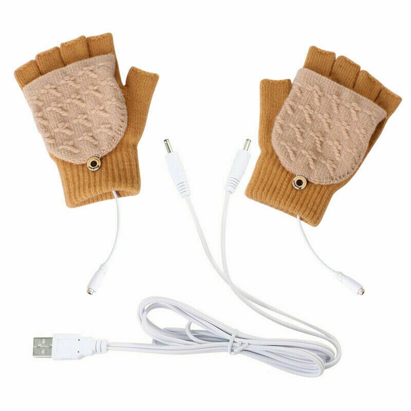 Ordinateur portable femmes hommes CA USB mitaine chauffée complet et demi doigt hiver tricot gants à main gants de cyclisme hiver gants thermiques femmes: 4