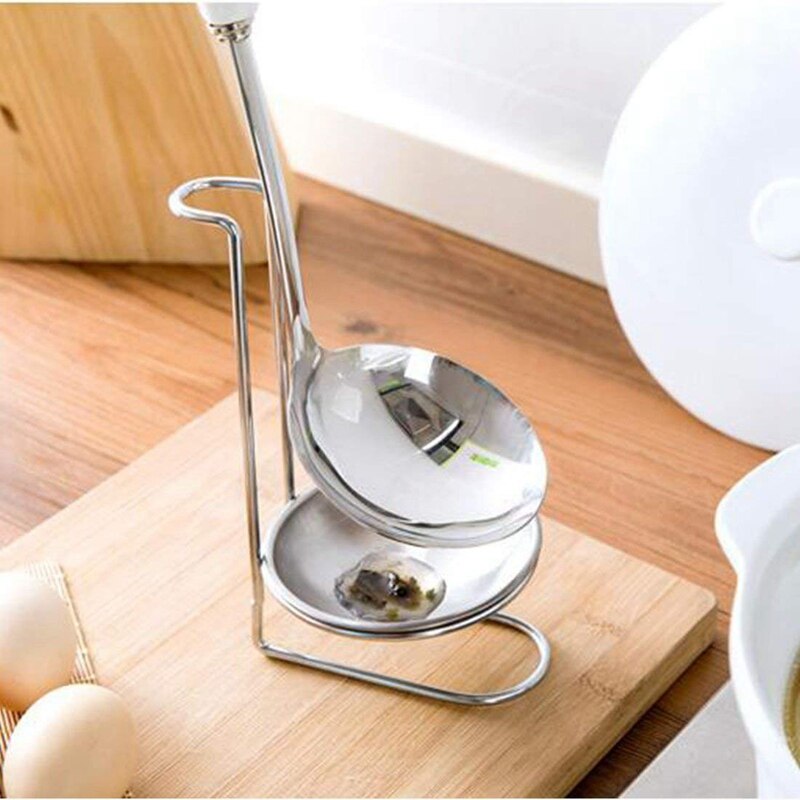 Stainless Steel Spoon Rest Holder,Long Handle Vertical Saving Soup Ladles Holders Ladle Rest Soup Ladle Holder