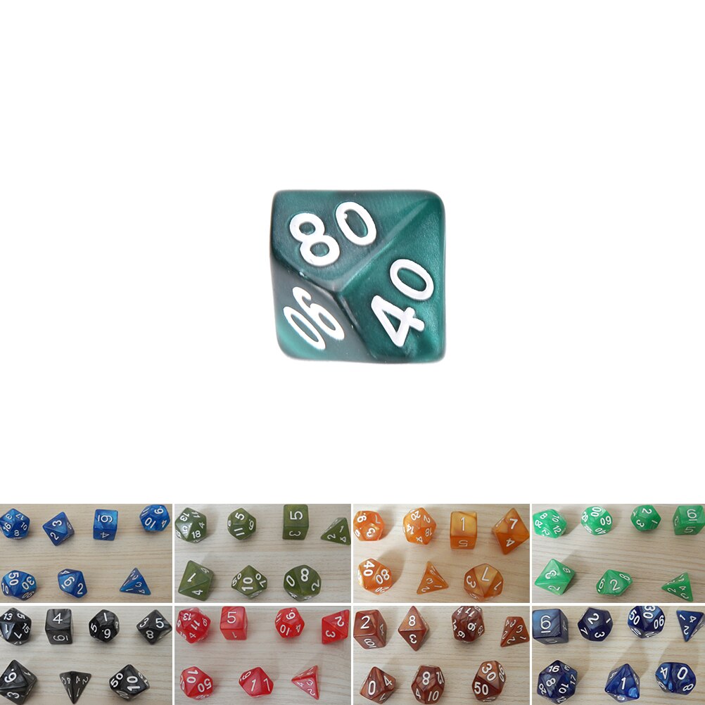 7 x terningsspill sett  d10 flersidige perler terninger dør til rpg