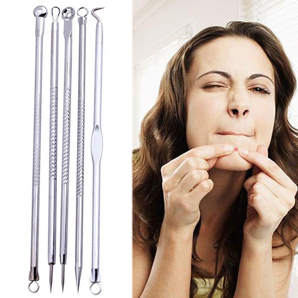 4/5/7/10 Pcs Pimple Blemish Comedone Acne Extractor Tool Blackhead Remover Needles Face Skin Care Tools: 5PCS