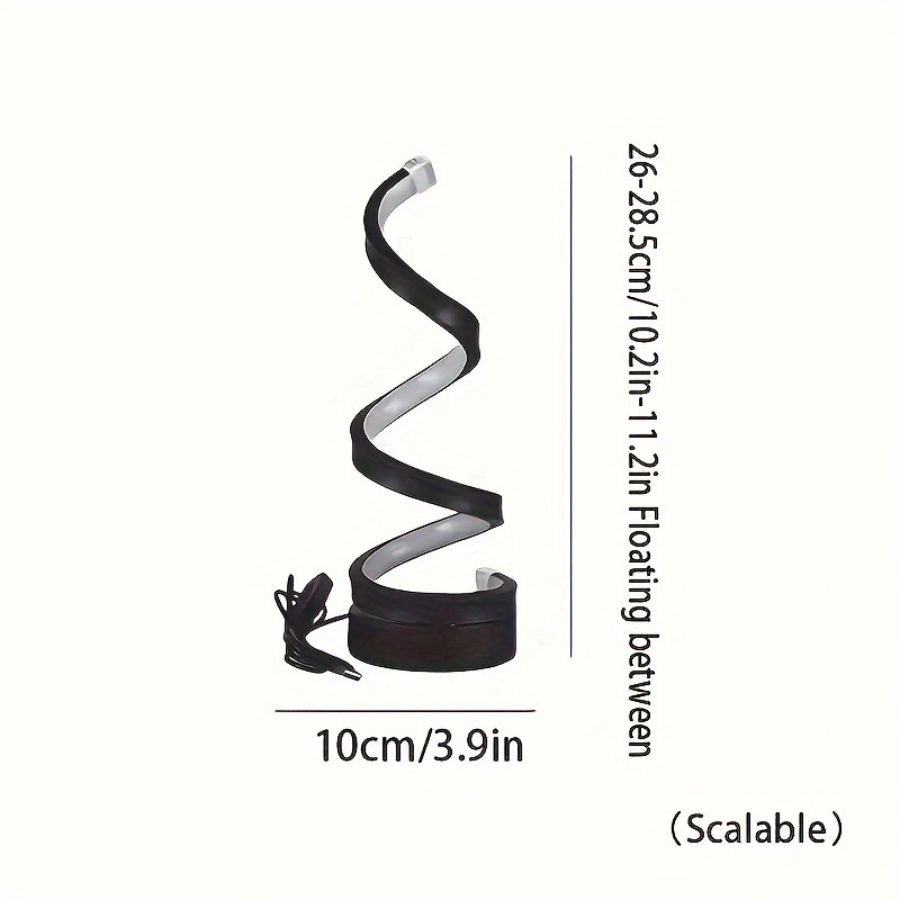 Lampada da comodino per camera da letto 1 pz - Alimentatore USB con luce tattile dimmerabile a 3 vie, lampada da comodino moderna e semplice a spirale dimmerabile: Black