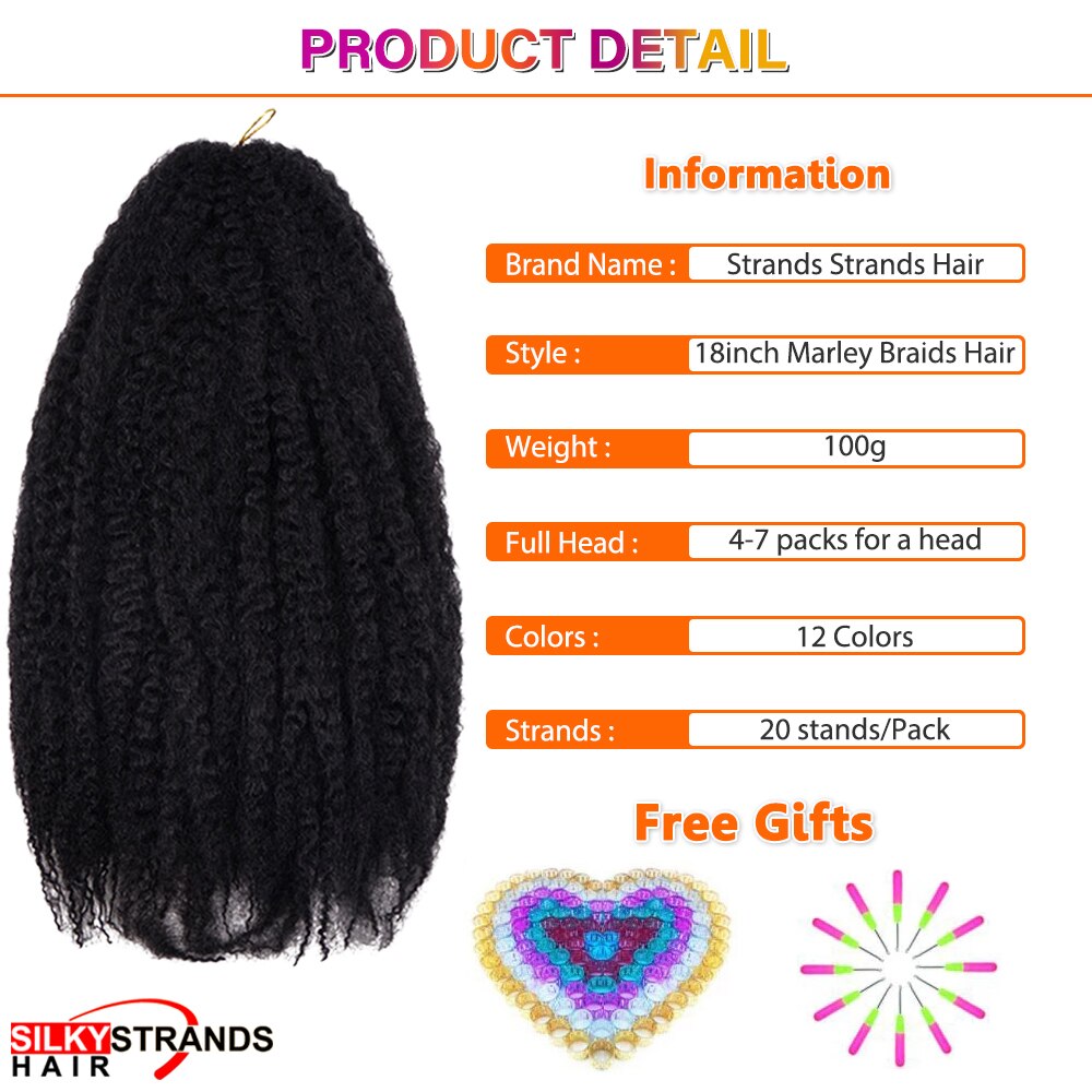 18 Inch Ombre Marley Braids Crochet Hair Crochet Braid Twist Box Afro Synthetic Jumbo Braiding Hair Extensions For Black Women