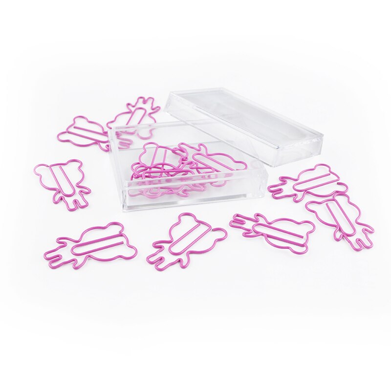 Pin con forma de oso de dibujos animados, Clip de papel con forma de oso Panda, suministros de oficina, Clips de papel, accesorios de oficina, Clipes: pink