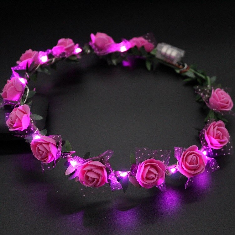 Vrouwen Meisje LED Knippert Lichtgevende Licht Bloem Hoofdband Haarband Hoofddeksels Kerst Bruiloft Glow Party Supply: 16