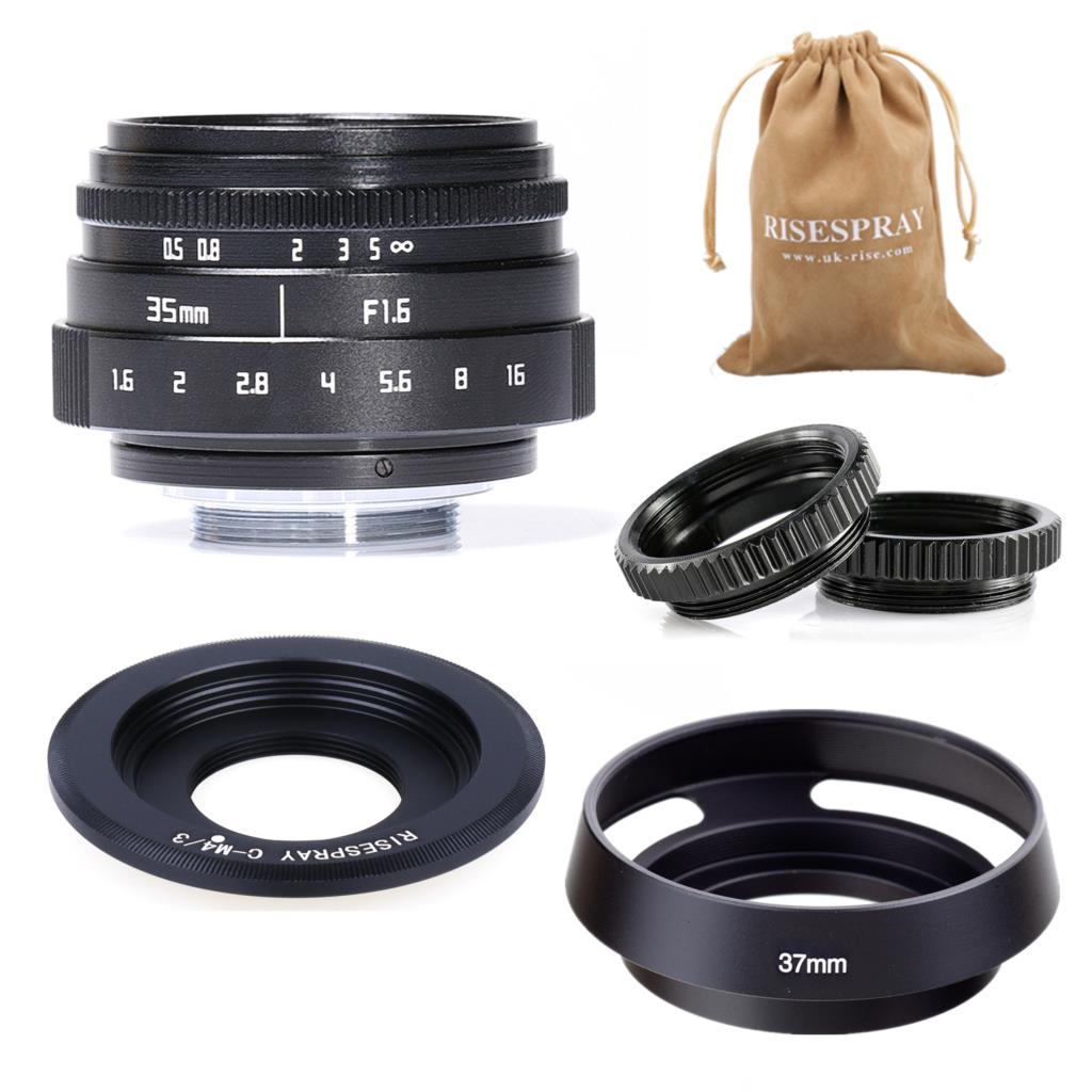Mini 35Mm F/1.6 APS-C Cctv Lens + Adapter Ring + 2 Macro Ring + Zonnekap Voor P Anasonic/O Lympus Micro4/3 M4/3 Mirroless Camera