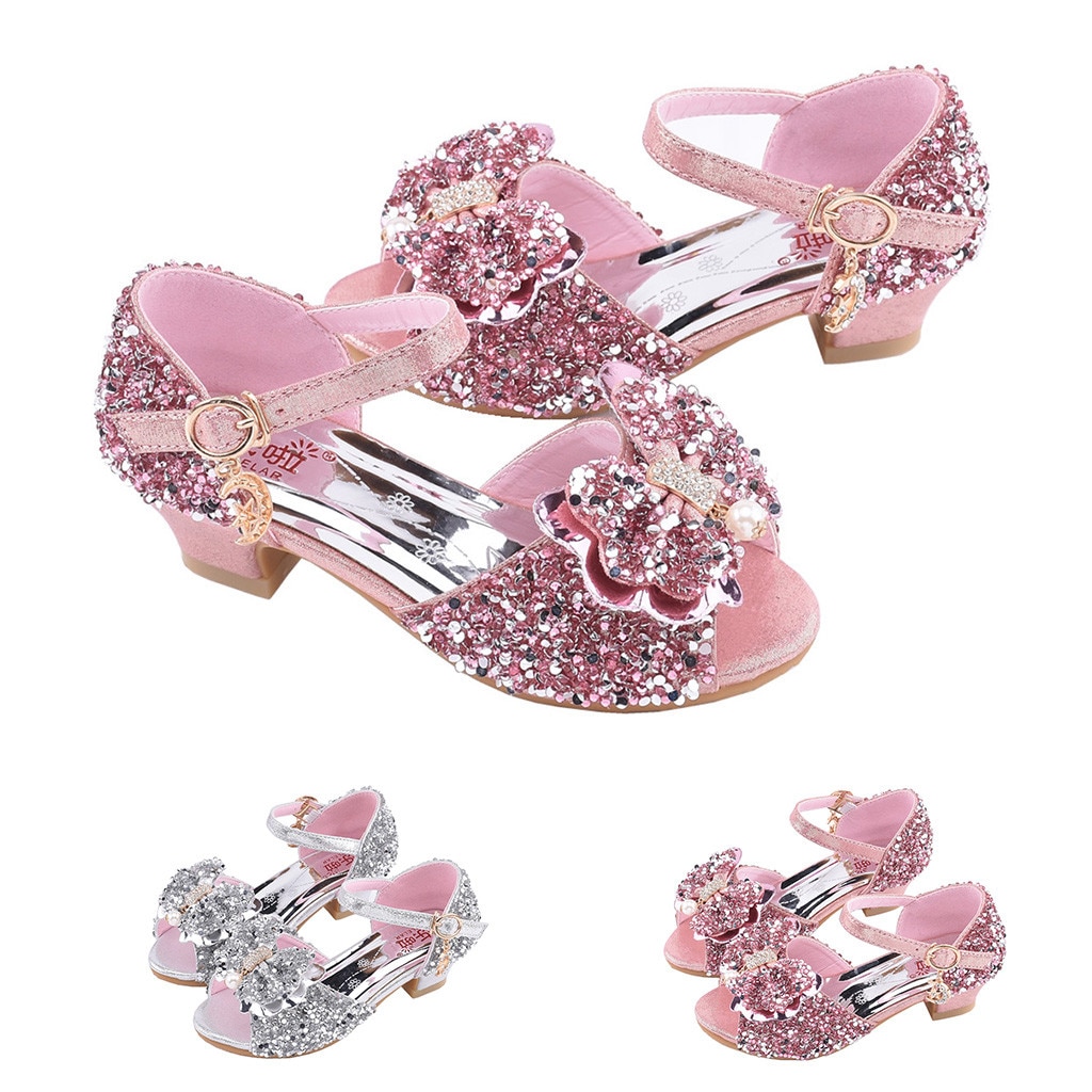 Kinder Kinder Schuhe Mädchen Casual Bowknot Sandalen Kristall Bling Pailletten Einzelnen Schuh Party Prinzessin Dance Sandalen Hochzeit Schuhe