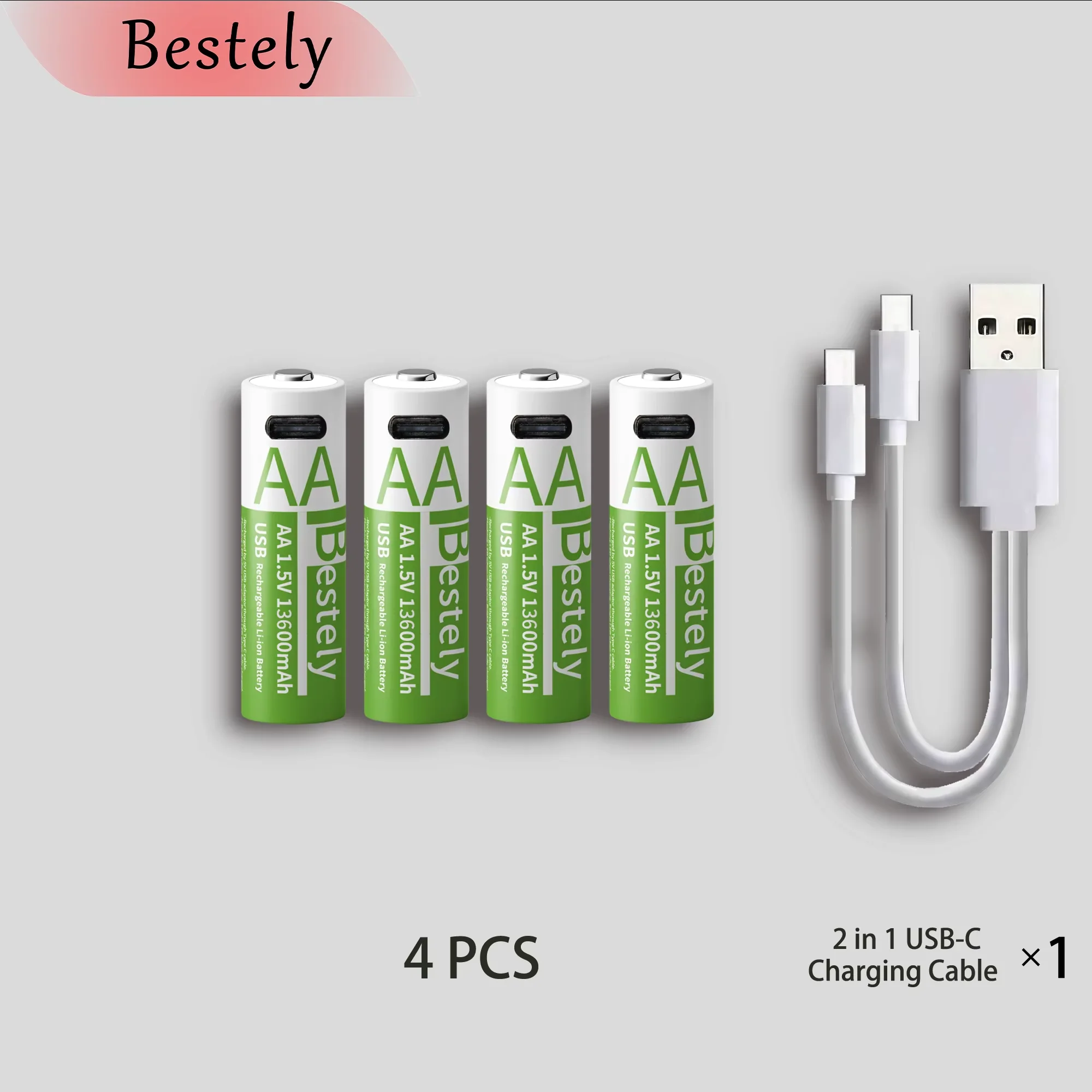 AA rechargeable lithium battery 1.5V 13600mAh large capacity constant voltage USB fast charging controller mouse specific: Beige