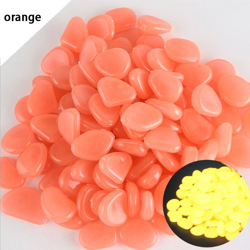 Garden Decoration 50Pcs Glow Stone for Jardin Garden Pebbles Glow Stones Rocks for Park Path Patio Lawn Decor Luminous Stones: Orange