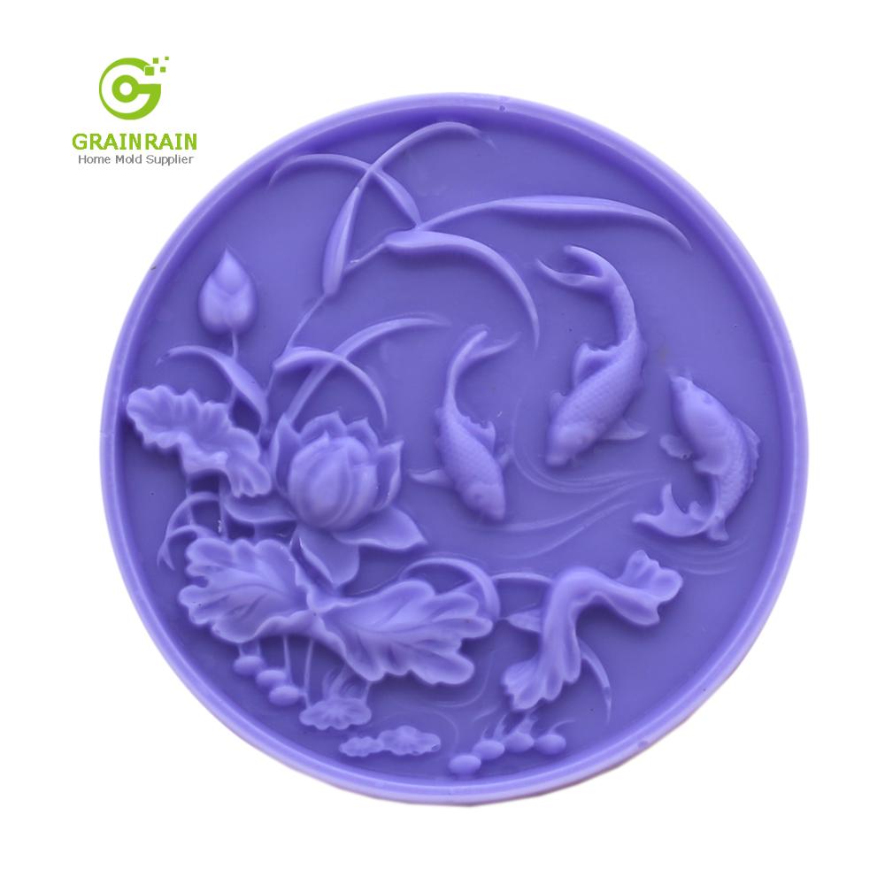 Grainrain Soap Mold Silicone Craft Fish Round Soap Making Mould DIY Candle Resin Mold