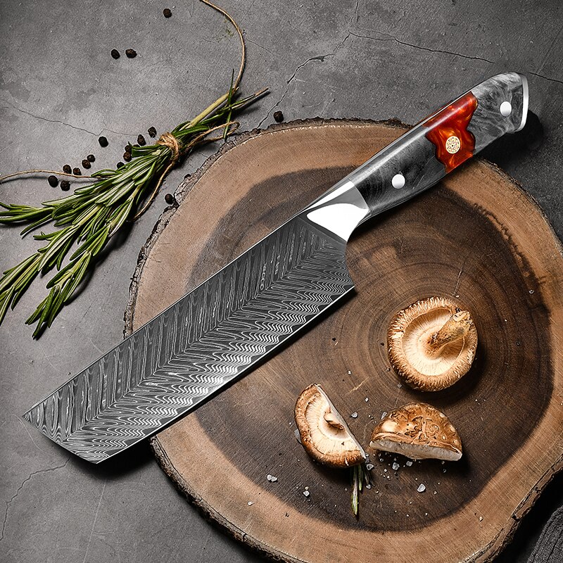 Japanese Kitchen Knife Set Real Damascus Chef Knifes Utility Boning Knives Meat Slicer Fruit Cutter Cooking Tools Grandsharp: Nakiri Knife