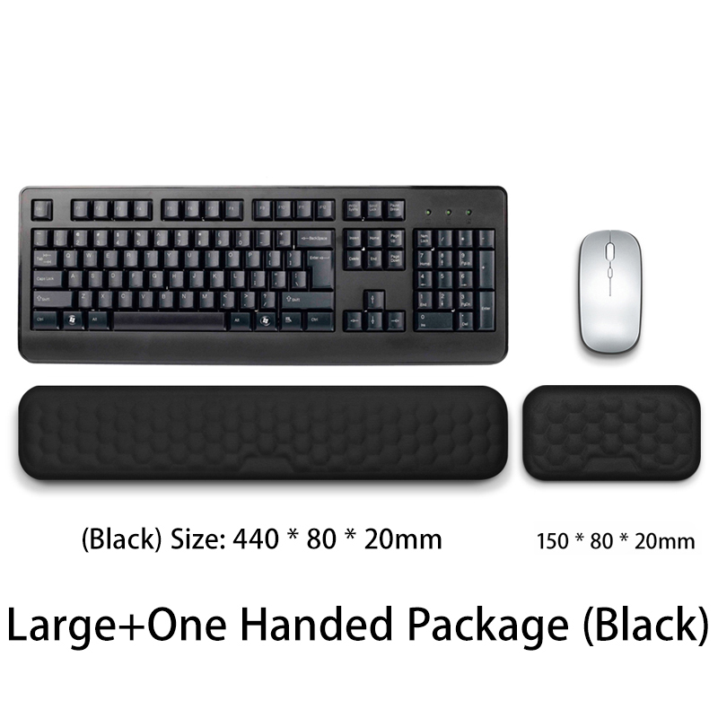 Muis- en toetsenbord Polsbescherming Rustkussen met massagetextuur voor pc Gaming Laptop Toetsenbord Muis Geheugen Katoenen rust Ergonomisch: Black