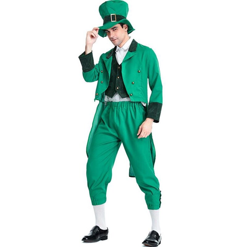 Disfraz de la suerte para hombre adulto, Leprechaun irlandés de traje de , disfraz del Día de San Patricio, ropa de Cosplay