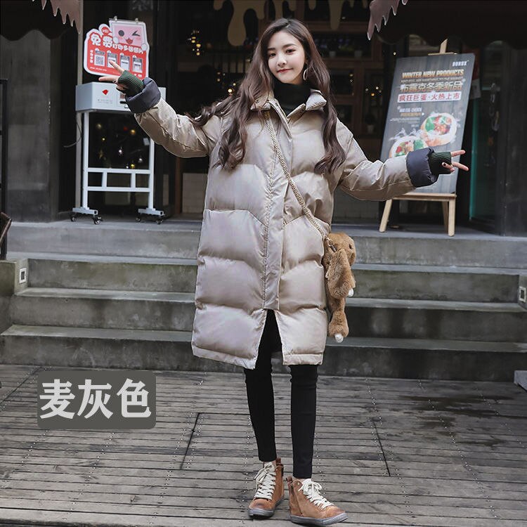 Junelove women& #39 ;s oversize over knæ lang varm frakke vintage vinter bomuldspolstret jakke parkas afslappet koreansk kvindelig tykt outwear: 5- grå