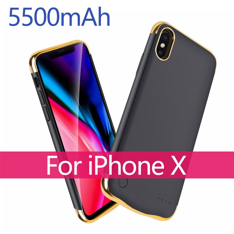 3500 Ultra Thin Phone Battery Charger Case For iPhone 6 7 8 X 4000mAh Power Bank Battery Charging Case For iphone 6 6s 7 8 plus: Black For Iphone X