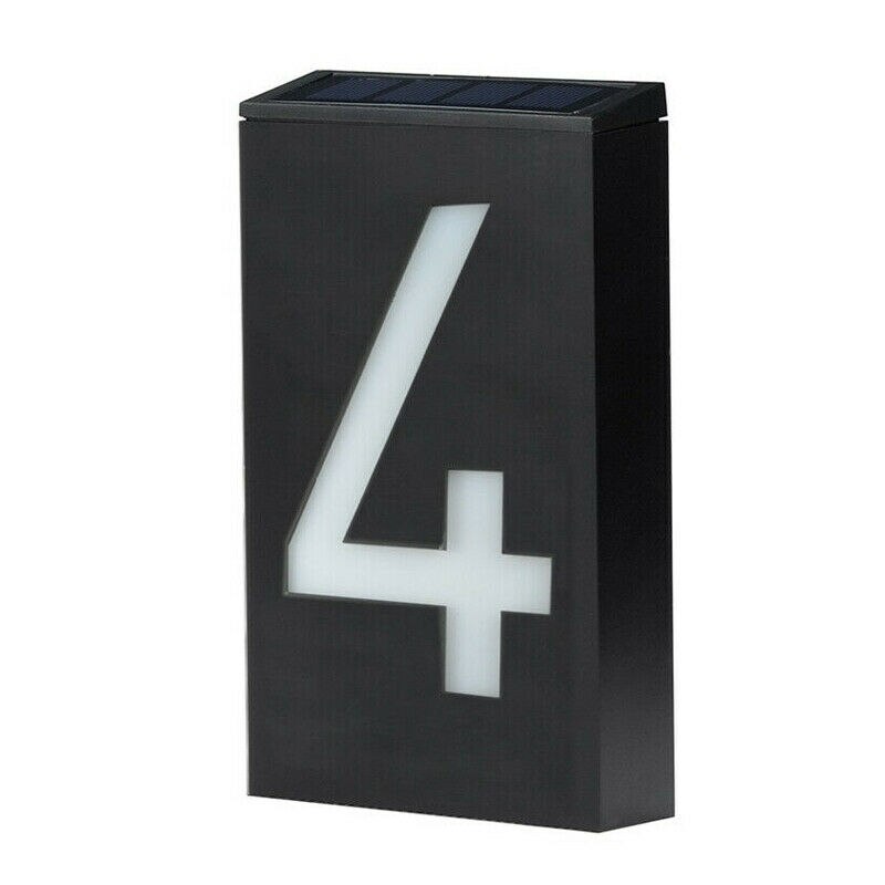 Solar Power LED Light Sign House Hotel Door Address Plaque Number Digits Plate Lampes Solaires Led Solaire Lamp Outdoor Home: 4