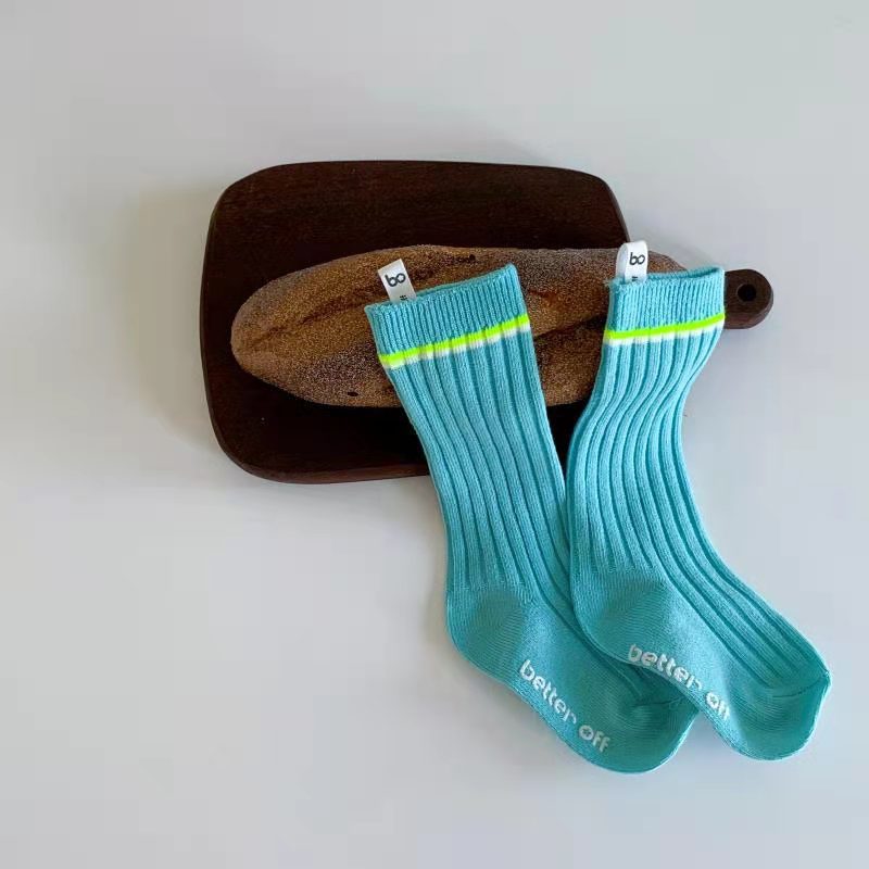 Los niños hasta la rodilla calcetines con inscripciones imprimir para chica niños chico niños adolescente lindo bebé de fútbol blanco Kawaii deporte calcetín largo: BS2125 blue / M(5-8 years old)