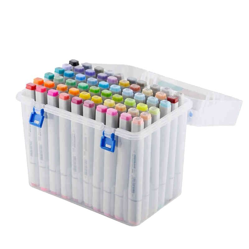80 Slots Plastic Marker Case Houder Organizer Box Voor Verf Sketch Markers-Past Voor Markers Pen Van 15 to18mm Diameter
