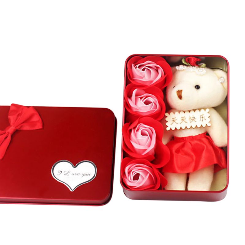 Valentijnsdag rode roos teddybeer roos kunstmatige decoratie kerst voor meisjes vrouwen valentijnsdag zeep: Aj2241r