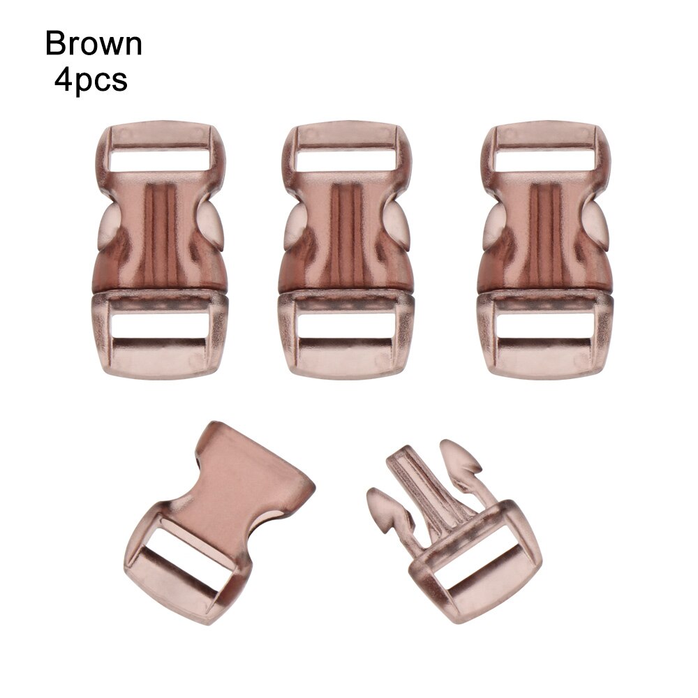4 sztuk Mini 3/8 "10mm boczne zwolnienie przezroczyste klamry zakrzywione bransoletka Paracord obroża, pasek taśmy odkryty obóz części torby: Brown