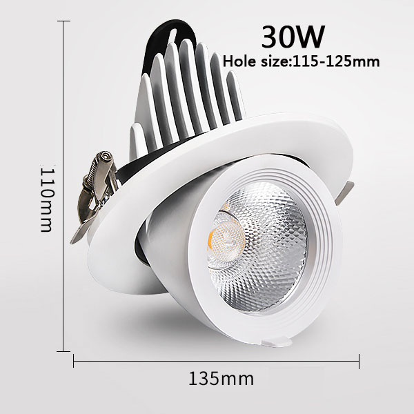 Led cob downlight indbygget lys 360 grader justerbar vinkel 5w 12w 20w 30w 40w spotlampe stue kontor indkøbscenter bar  ac110-240v: Hvid / Lilla