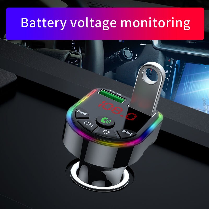 Reproductor modulador de MP3 con Bluetooth 5,0 para coche, receptor de Audio inalámbrico con manos libres, cargador rápido USB Dual 3.1A, Kit de coche transmisor FM