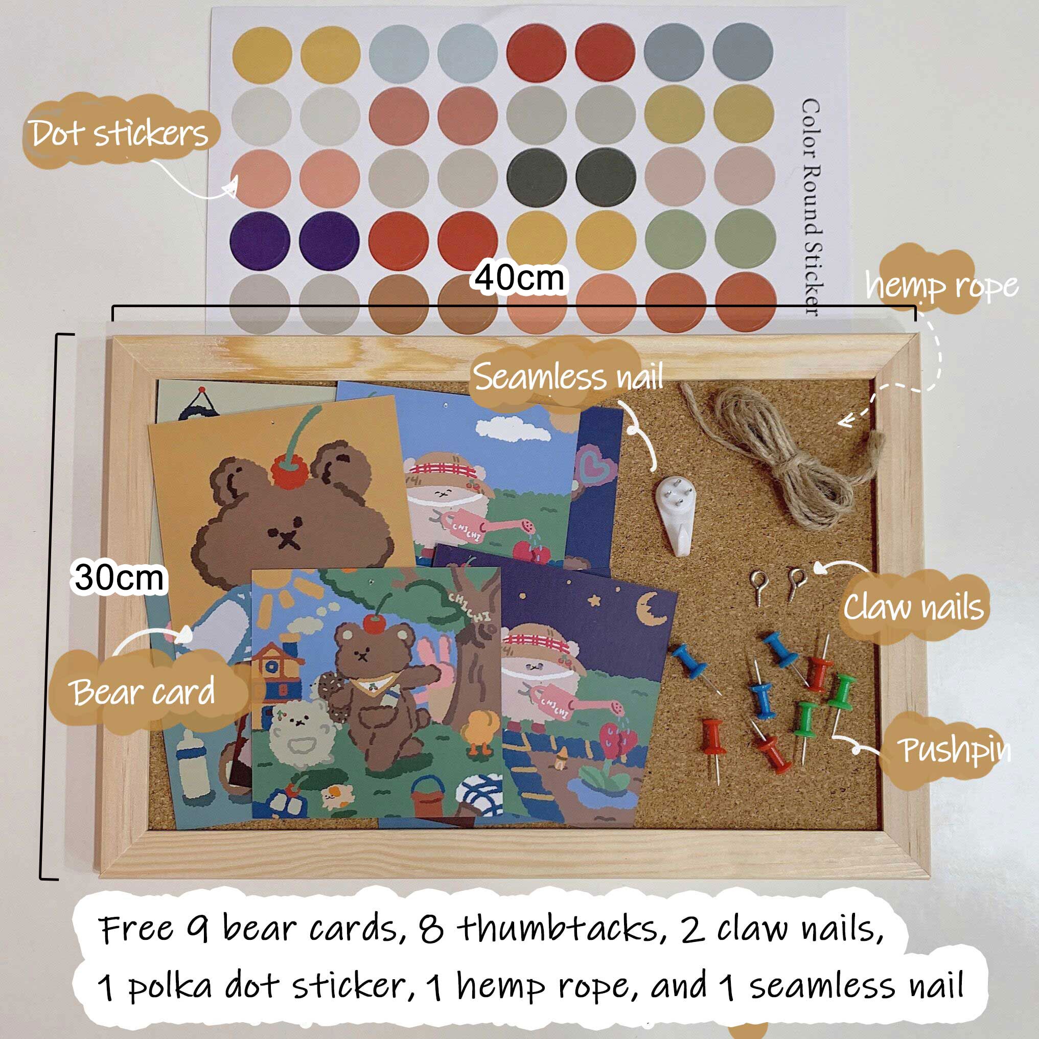 Cork Board Message Board Photo Background Board Free Sticker Hanging Wall Board Home Desktop Home Decoration Bulletin Board: big set 30cm