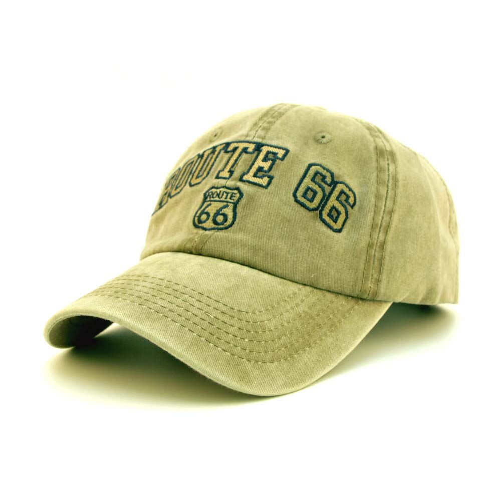 bomull brev rute 66 retro baseballcaps europeisk og amerikansk stil vasket denimcaps: Grønn