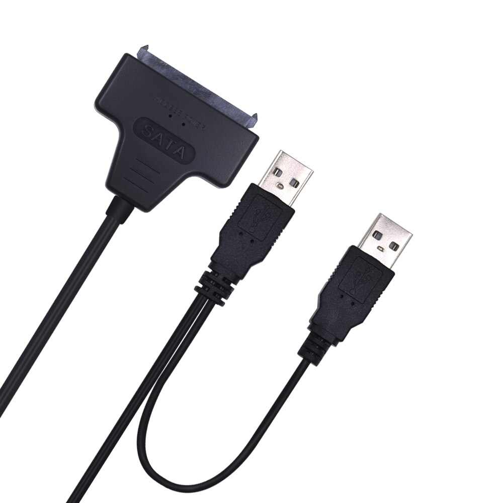 Extern hårddisk omvandlare usb 2.0 to 22 stift sata adapterkabel med extra usb strömkabel för 2.5 tum sata laptop hdd ssd