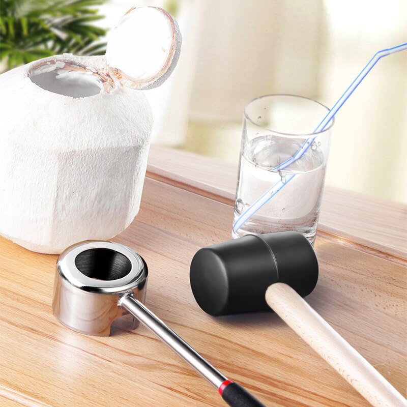 Coconut Knife Tool Set 304 Stainless Steel Coconut Opener Coconut Meat Planer Hammer Large Diameter Coconut Suction Hole