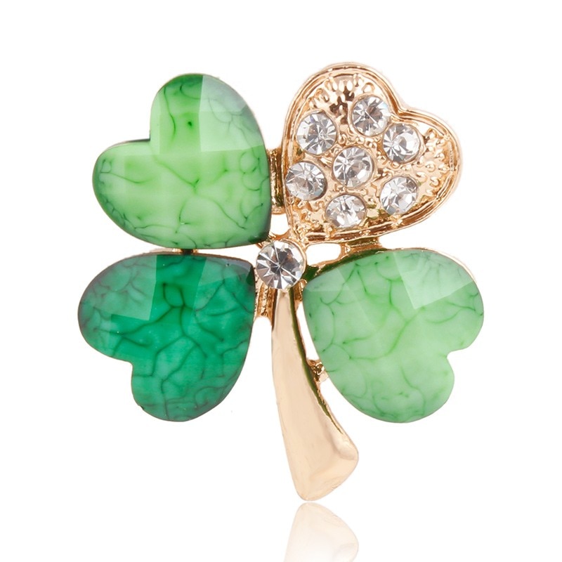 Weimanjingdian lysegrøn blad krystal irsk shamrock broche revers krave nåle til mænd eller kvinder