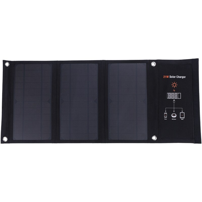 RISE-21W Portable Solar Charger Solar Panel Solar Folding Bag Mobile Phone Emergency Dual Usb Outdoor Camping Hiking Camping Sol: Default Title
