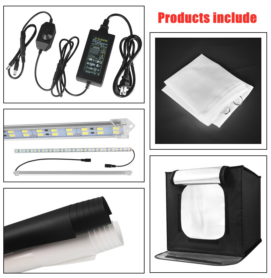 40cm*40cm Folding Photo Studio Softbox Lightbox LED Tabletop Photography Shooting Foldable Tent Photobox With Light: 40cm 1 Set
