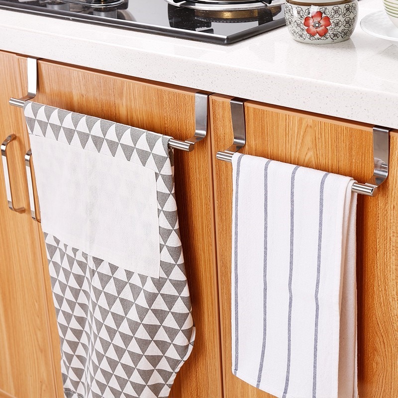 Rustfrit stål badeværelse håndklæde stativ køkken skab bøjleskab over døren brysthængende diverse opbevaringshylde